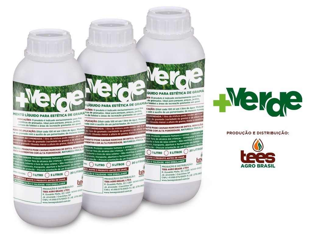 + Verde 500ml pigmento verde biodegradável e atóxico para revitalização de gramados em geral
